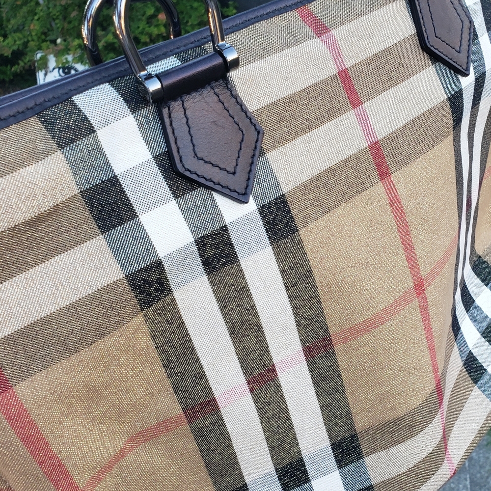 new offer: $999 Burberry shimmer tan nova check tote bag - Picture 16 of 17